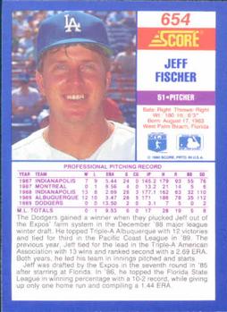 1990 Score #654 Jeff Fischer Back