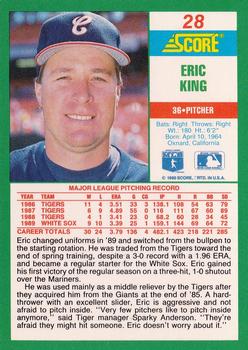 1990 Score #28 Eric King Back