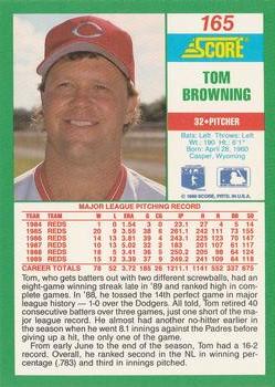 1990 Score #165 Tom Browning Back