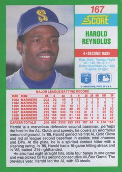 1990 Score #167 Harold Reynolds Back