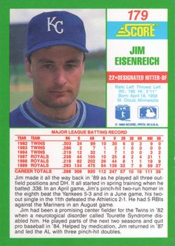 1990 Score #179 Jim Eisenreich Back