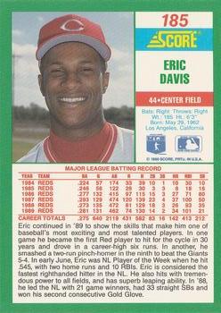 1990 Score #185 Eric Davis Back