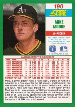 1990 Score #190 Mike Moore Back