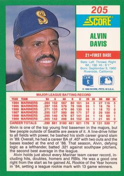 1990 Score #205 Alvin Davis Back