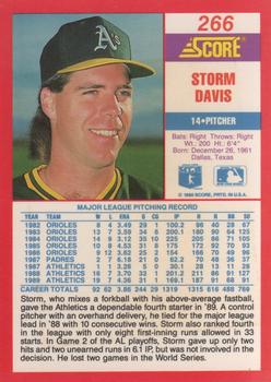 1990 Score #266 Storm Davis Back