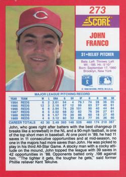 1990 Score #273 John Franco Back