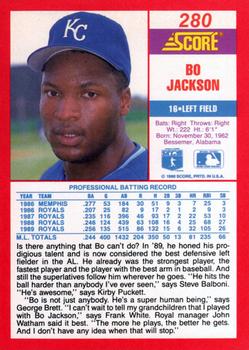 1990 Score #280 Bo Jackson Back