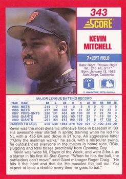 1990 Score #343 Kevin Mitchell Back