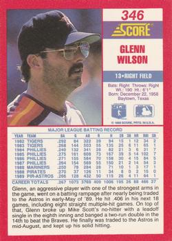 1990 Score #346 Glenn Wilson Back