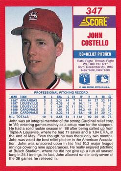 1990 Score #347 John Costello Back
