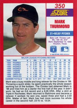 1990 Score #350 Mark Thurmond Back