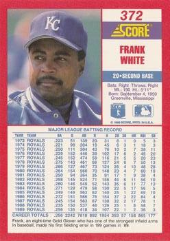 1990 Score #372 Frank White Back