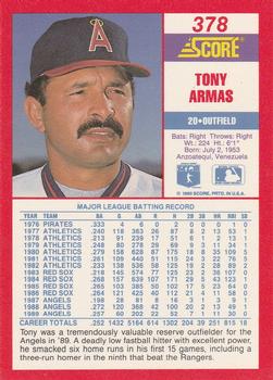 1990 Score #378 Tony Armas Back
