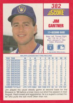 1990 Score #382 Jim Gantner Back