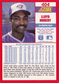 1990 Score #404 Lloyd Moseby Back