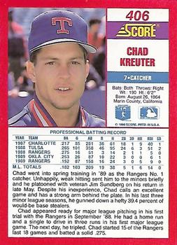 1990 Score #406 Chad Kreuter Back