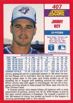 1990 Score #407 Jimmy Key Back