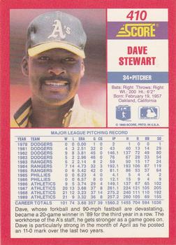 1990 Score #410 Dave Stewart Back