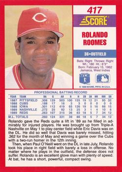 1990 Score #417 Rolando Roomes Back