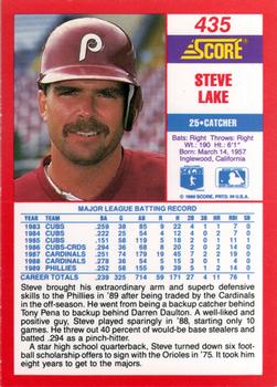 1990 Score #435 Steve Lake Back