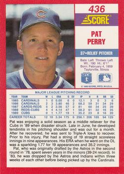 1990 Score #436 Pat Perry Back