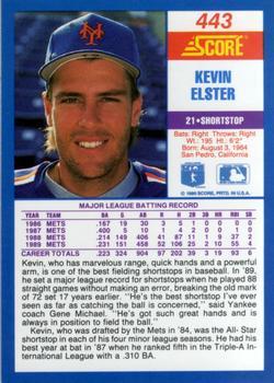 1990 Score #443 Kevin Elster Back
