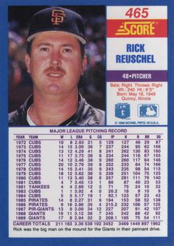 1990 Score #465 Rick Reuschel Back