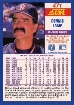 1990 Score #471 Dennis Lamp Back