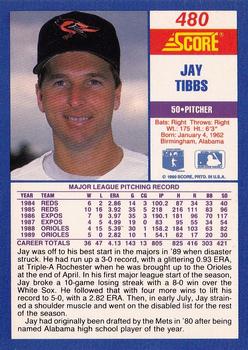 1990 Score #480 Jay Tibbs Back