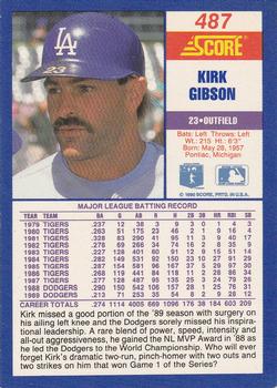 1990 Score #487 Kirk Gibson Back