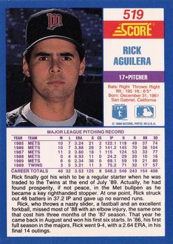 1990 Score #519 Rick Aguilera Back