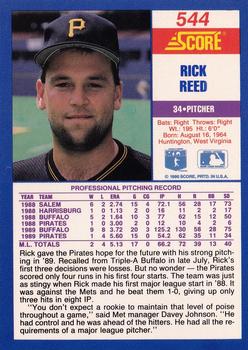 1990 Score #544 Rick Reed Back