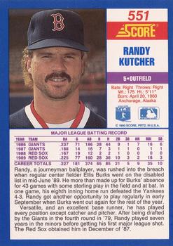 1990 Score #551 Randy Kutcher Back