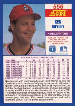 1990 Score #556 Ken Dayley Back
