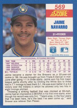 1990 Score #569 Jaime Navarro Back