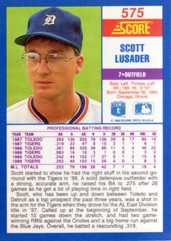 1990 Score #575 Scott Lusader Back