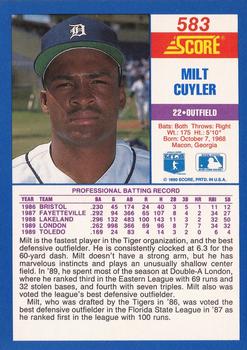 1990 Score #583 Milt Cuyler Back