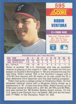 1990 Score #595 Robin Ventura Back
