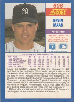 1990 Score #606 Kevin Maas Back