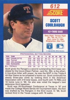 1990 Score #612 Scott Coolbaugh Back