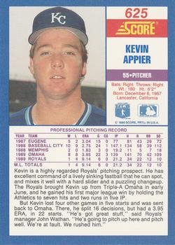 1990 Score #625 Kevin Appier Back