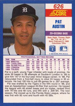 1990 Score #626 Pat Austin Back