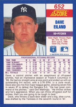 1990 Score #652 Dave Eiland Back