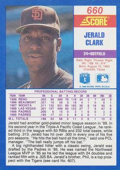 1990 Score #660 Jerald Clark Back