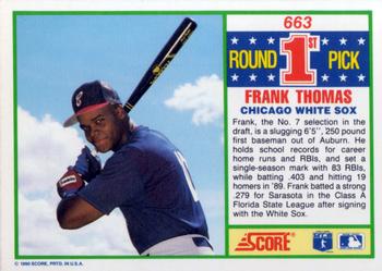 1990 Score #663 Frank Thomas Back