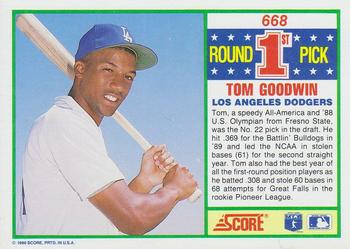 1990 Score #668 Tom Goodwin Back