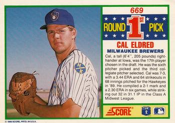1990 Score #669 Cal Eldred Back