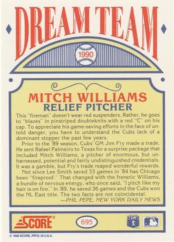 1990 Score #695 Mitch Williams Back