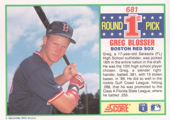 1990 Score #681 Greg Blosser Back