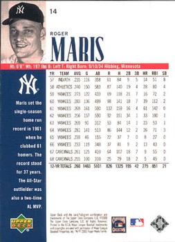 2000 Upper Deck Yankees Legends #14 Roger Maris Back